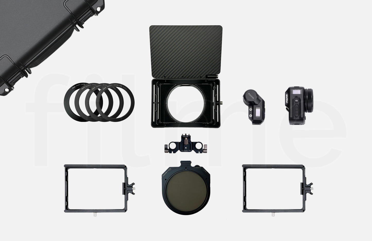 Contenu de la location Matte Box Tilta Mirage – kit avec filtre VND motorisé (95mm) à Paris et Montreuil chez Filme