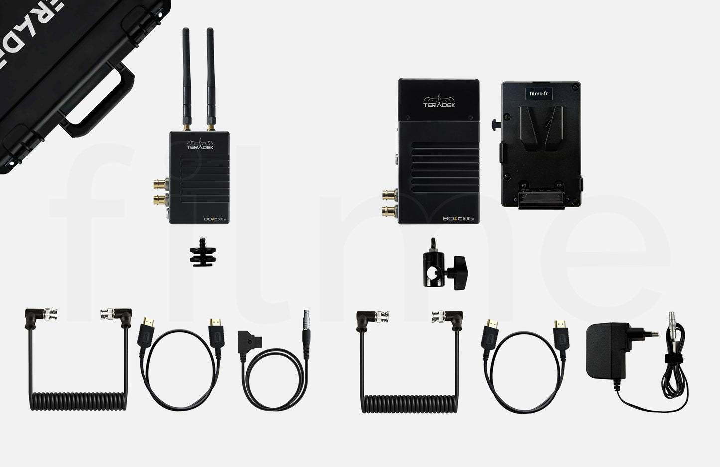 Contenu de la location Teradek Bolt 500 XT – kit 1TX/1RX à Paris et Montreuil chez Filme