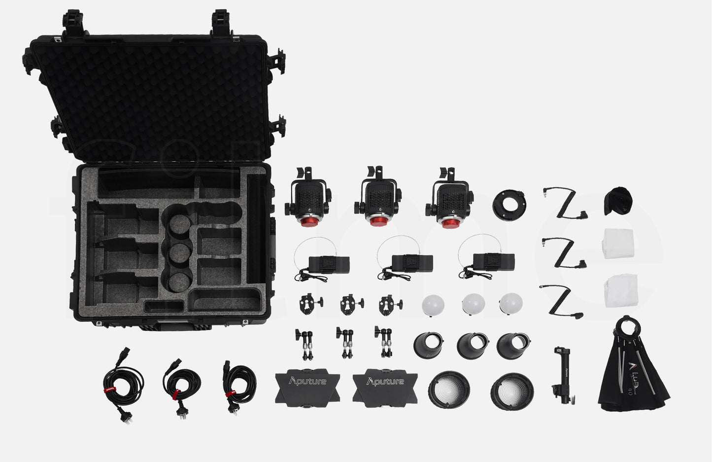 Accessoires inclus avec la location Aputure STORM 80c – kit de 3 à Paris chez Filme