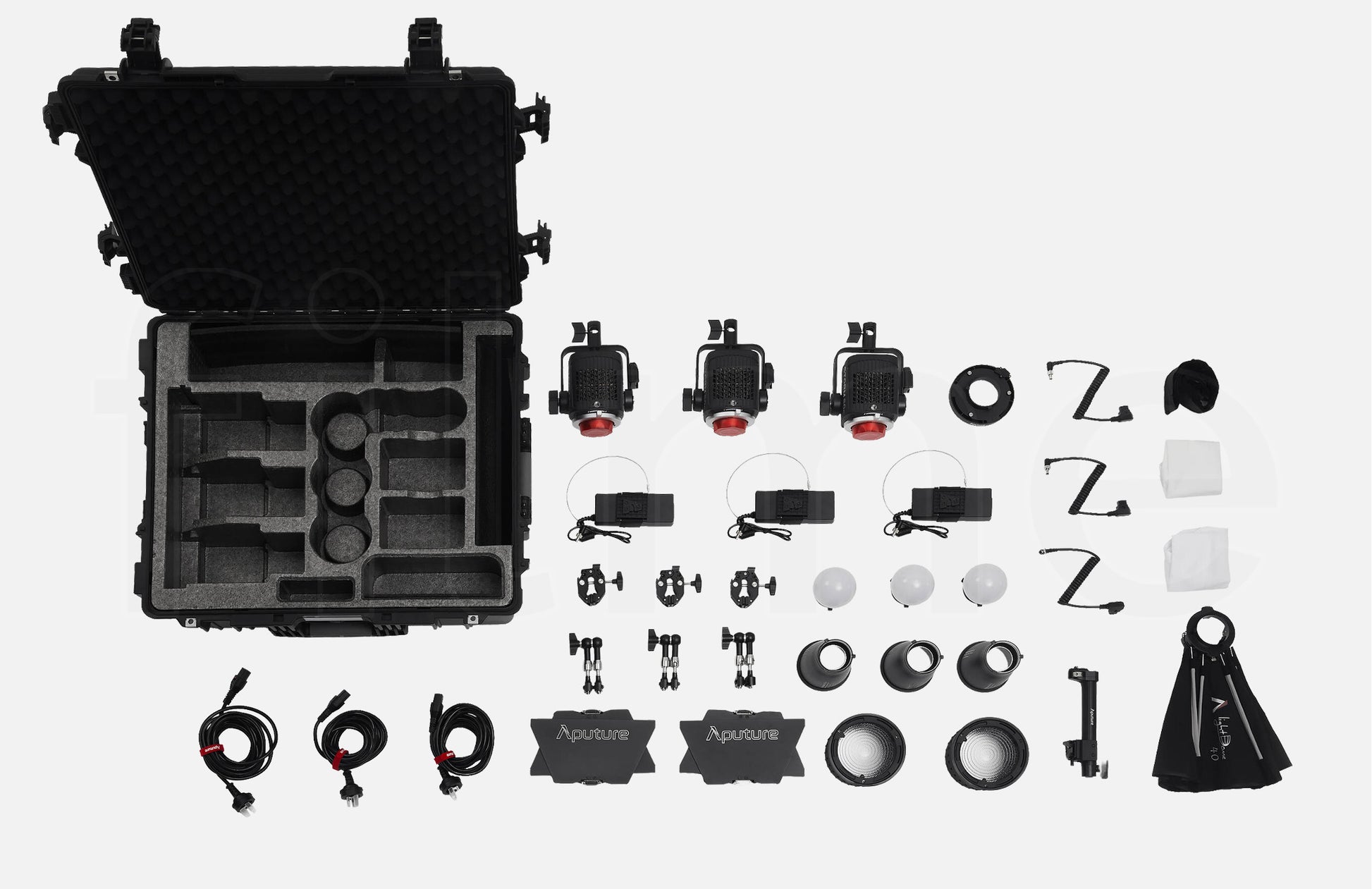 Accessoires inclus avec la location Aputure STORM 80c – kit de 3 à Paris chez Filme