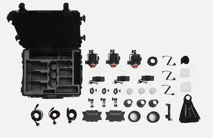 Accessoires inclus avec la location Aputure STORM 80c – kit de 3 à Paris chez Filme