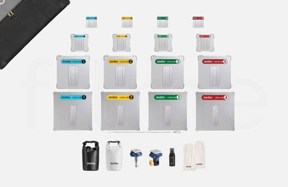 Accessoires inclus avec la location kit de Réflecteurs LiteFlow K1 GODOX à Paris chez Filme