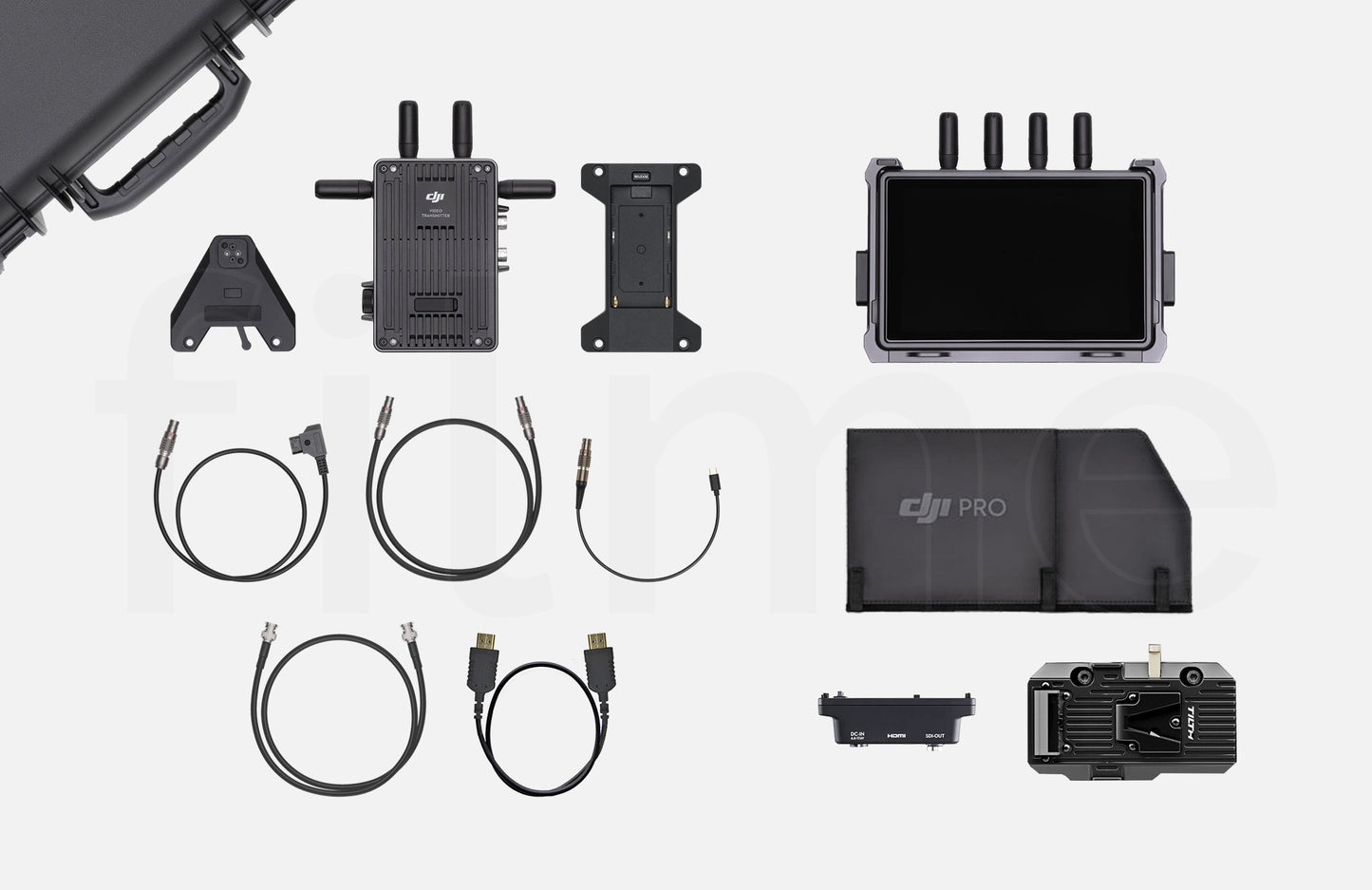 Contenu de la location DJI Transmission – bundle écran sans fil haute luminosité (V-Mount) à Paris et Montreuil chez Filme