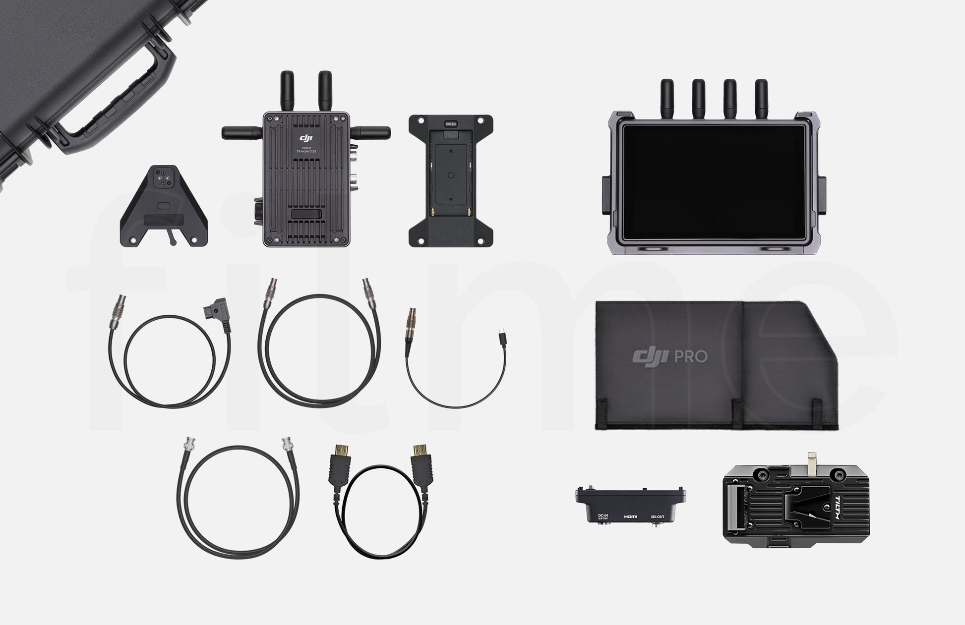 Contenu de la location DJI Transmission – bundle écran sans fil haute luminosité (V-Mount) à Paris et Montreuil chez Filme