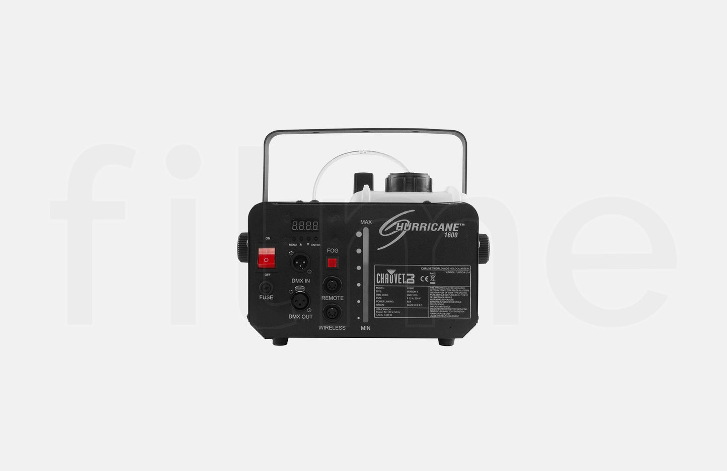 Contenu de la location Machine à fumée Chauvet DJ Hurricane 1600 à Paris chez Filme