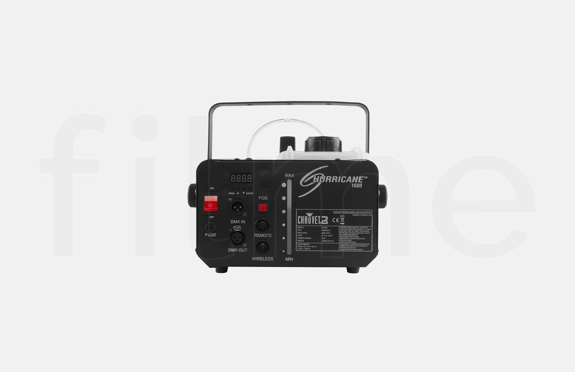 Contenu de la location Machine à fumée Chauvet DJ Hurricane 1600 à Paris chez Filme