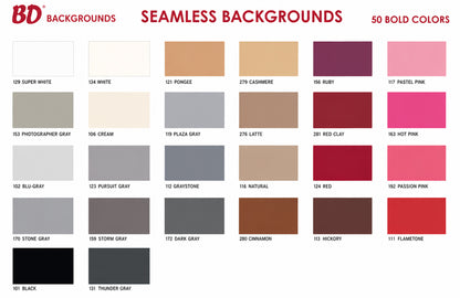 Fond papier Colorama ou BD 2,72m x 11m couleur au choix (vente)